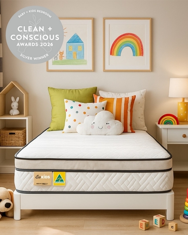 Nature Luxe Mattress by Eco Kids – Silver, Baby + Kids Bedroom, Clean + Conscious Awards 2026