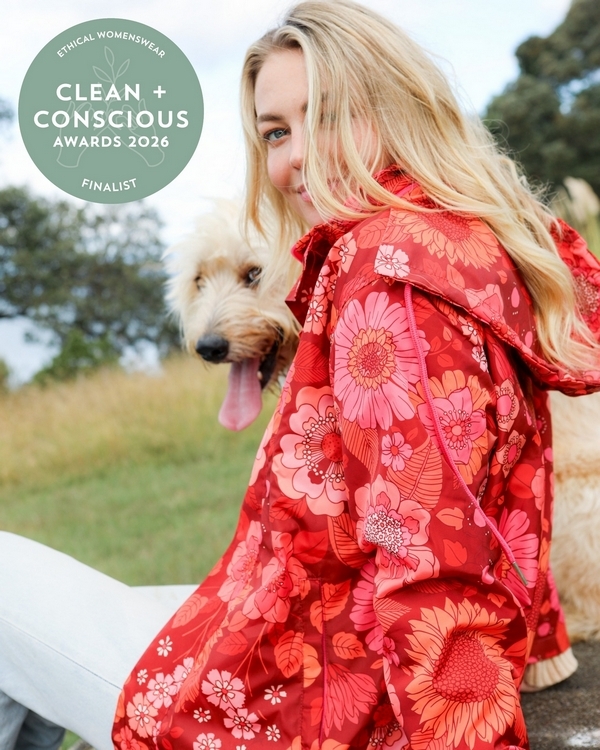 Eco Rain Jacket by Flock beach stuff – Finalist, Best Sustainable Womenswear, Clean + Conscious Awards 2026