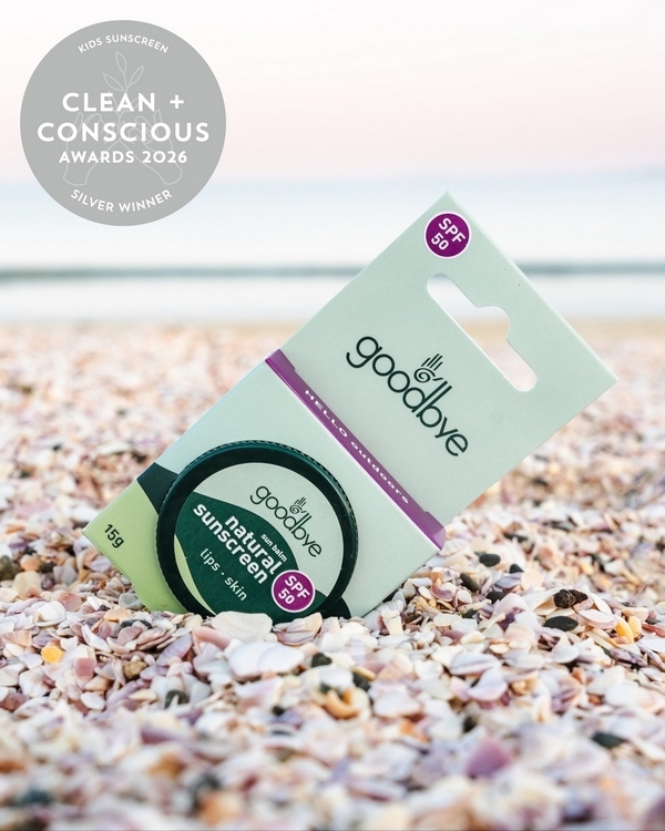 Sun Balm Natural Sunscreen SPF 50 by Goodbye – Silver, Best Kids Natural Sunscreen, Clean + Conscious Awards 2026