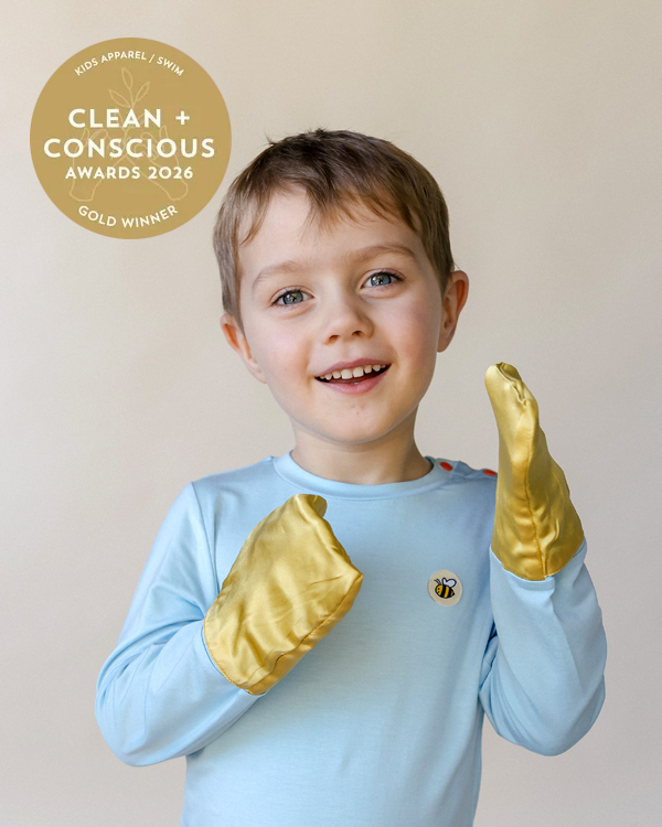 Honey Stitch - Honey Stitch Organic Bamboo Top Bottom Set with Silk Mitts - Best Kids Apparel _ Pyjamas2