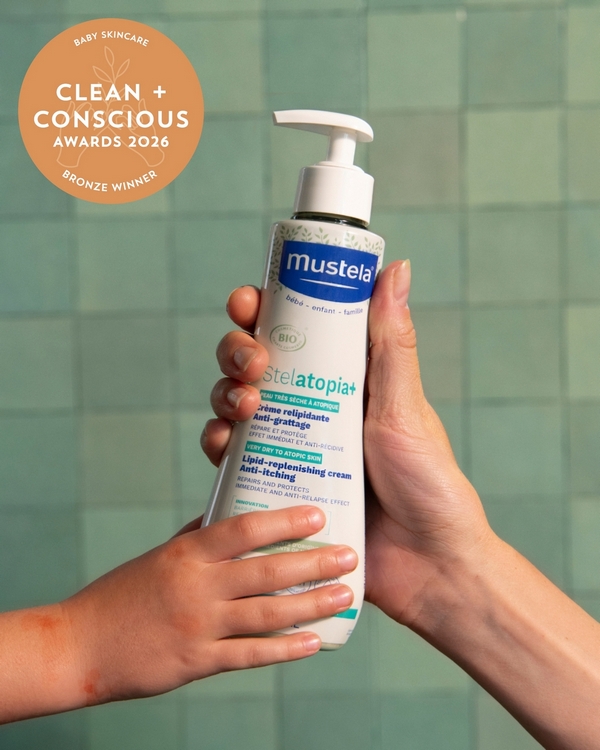 Stelatopia+ Lipid-Replenishing Cream by Mustela – Bronze, Best Natural Baby Skincare, Clean + Conscious Awards 2026