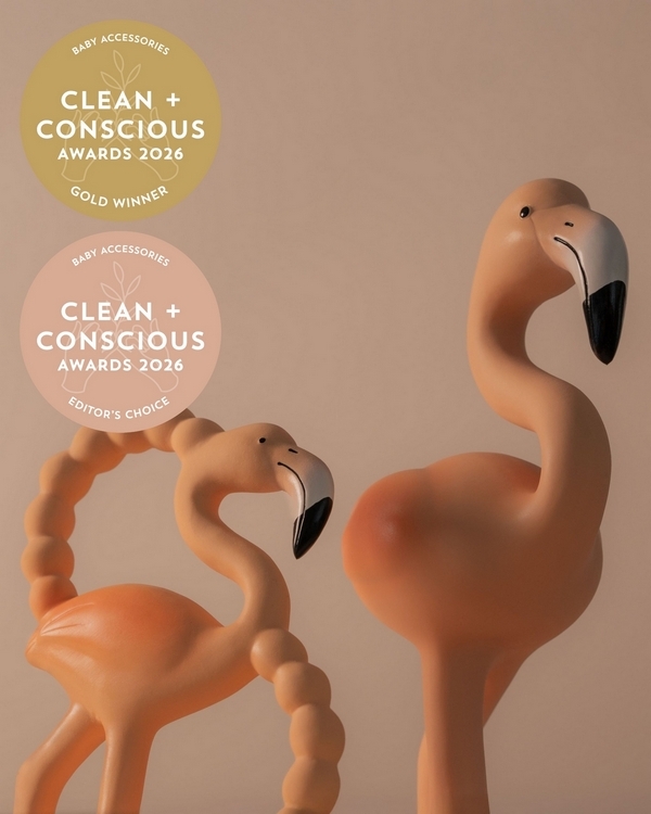 Flock Together Set by Lingo the Flamingo – Gold + Editor's Choice, Best Baby Accessories, Clean + Conscious Awards 2026